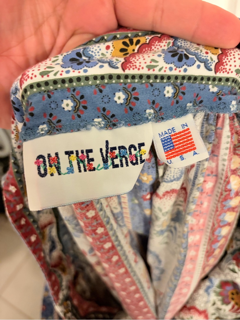 Vintage On the Verge 80s 90s Bandana Floral Apron Maxi Dress USA Large - Picture 4 of 8